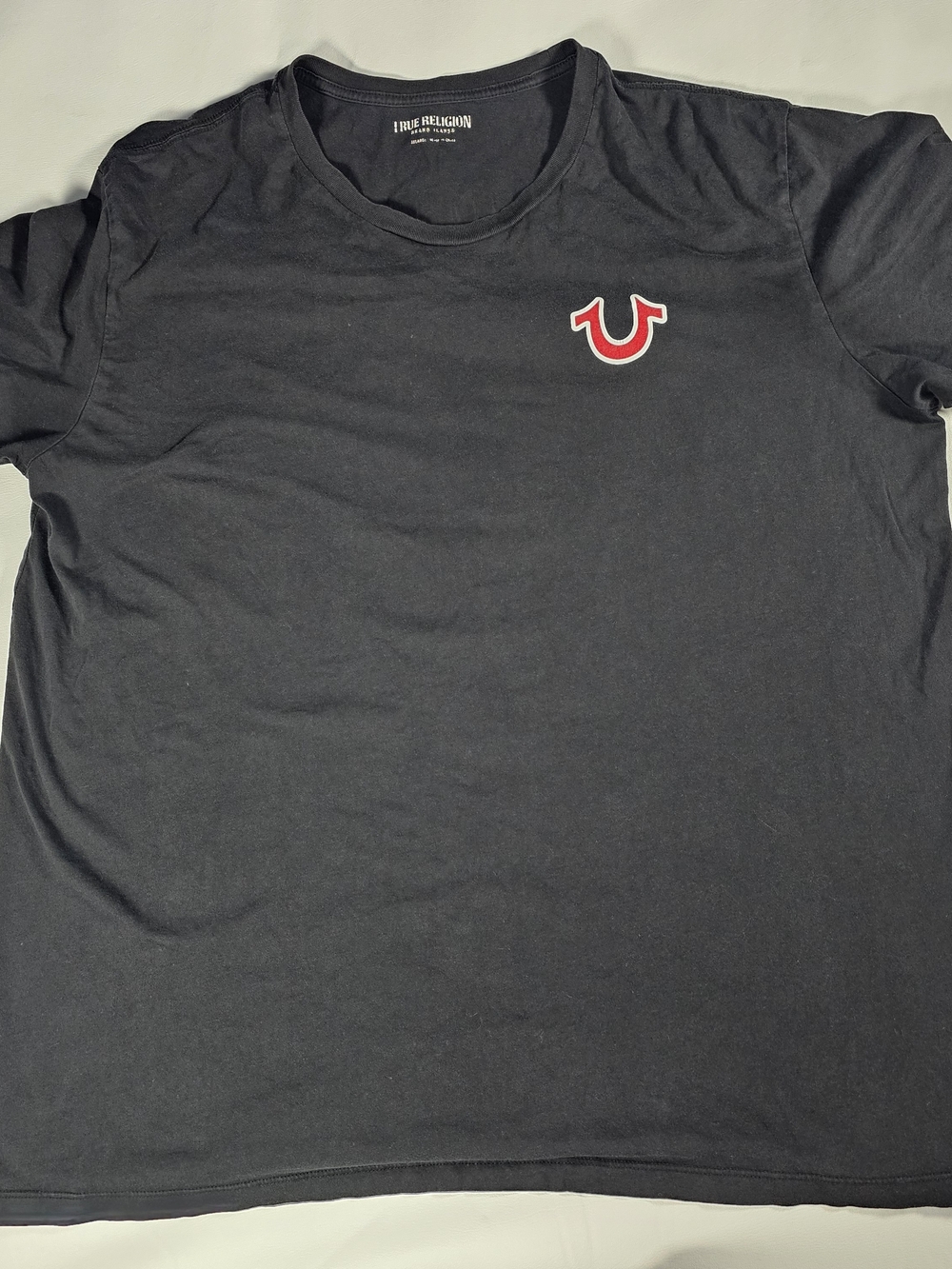 True Religion Buddha Graphic T Shirt Mens 3XL Black Short Sleeve Logo Tee Repair
